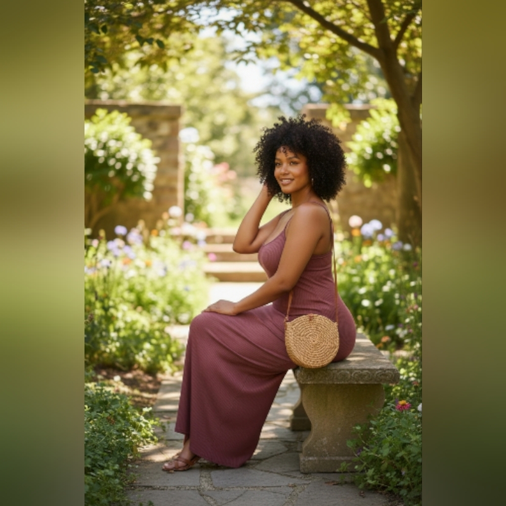 Pretty Little Thing Rose Waffle Knit Maxi Beach Dress - Picture 5 of 5